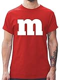 Karneval & Fasching Kostüm Outfit - Gruppen-Kostüm m Aufdruck - L - Rot - mm kostüm Herren - L190 - Tshirt Herren und Männer T-S