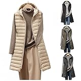 Jaysis Damen Daunenweste Winter Warm Lange Steppweste Ärmellose Steppjacke Taschen Mantel Mit Kapuze Weiche Slim Fit Frauen Weste Einfarbige Reißverschluss Outdoorw