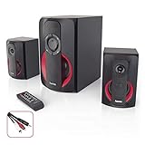 Hama 2.1 Soundsystem Bluetooth mit Fernbedienung (80W, für TV/PC/Mac, PC-Lautsprecher mit Subwoofer, Bluetooth, USB-Anschluss, SD-/MMC-Slot) Lautsprecher-System schwarz/