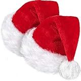 SATINIOR 2 Weihnachtsmann Mütze Unisex Weihnachten Kappe Weihnachten Hut für Urlaub (Rot, 12,6 x 17,7 Zoll)