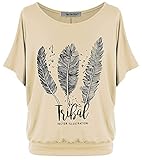 Van Der Rich ® - Oversize gedruckt T-Shirt Batwing (Made in Italy) - Damen (Beige, XXL)