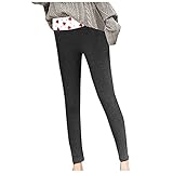 TUDUZ Winter Warme Leggings Schmetterling Drucken Damen Dicke Samt Gefüttert Thermische Dehnbare Leggings, Hohe Taille Stretch Hose, S-XXXXL(I2,L)