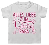 Vatertagsgeschenk Papa Tochter & Sohn Baby - Alles Liebe zum Vatertag Papa mit Herzen - Fuchsia/rosa - 18/24 Monate - Weiß - Alles Liebe zum Vatertag - BZ02 - Baby Shirt für Mädchen und Jung