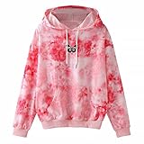 Batik-Hoodie Teenager Mädchen Sweatshirt mit Kapuze Damen Tie dye Kapuzenpullover Schmetterling Gedruckt Pullover Rundhals Langarmshirt Oversize Winterpullover Oberteil Lose Tunika Tops für F