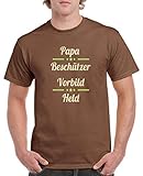 Comedy Shirts - Papa Beschuetzer Vorbild Held - Herren T-Shirt - Braun/Beige-Hellgrün Gr. XL