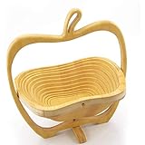XWSM Obstkorb In Apfelform Faltbarer Obstkorb In Apfelform Klappbarer Obstschalenhalter Aus Bambus Korb Und Schneidebrett Obstschale Aus Holz Mit Apfel-Desig