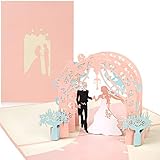 papercrush® Pop-Up Hochzeitskarte Brautpaar (Rosa) - Besondere 3D-Karte zur Hochzeit, Glückwunschkarte zur Trauung - Handgemachtes Hochzeitsbillet inkl. Umschlag