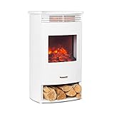 Klarstein Bormio Elektrokamin - Kamin elektrisch mit 950 / 1900 W Leistung, Elektro Kamin mit Thermostat, zuschaltbare Heizfunktion, Flammeneffektet, Wochentimer, 49 x 79 x 35,5 cm, weiß