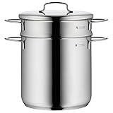 WMF Mini Nudeltopf mit Metalldeckel und Einsatz klein 18 cm, 3l, Cromargan Edelstahl poliert, Induktion, stapelbar, ideal für kleine Portionen oder Sing