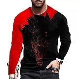 T-Shirt Herren Slim Fit Stretch Frühling Herbst Jugend Mode 3D Tierische Serie Druck Herren Base Shirt Rundhals Streetstyle Licht Dünnschliff Atmungsaktiv Herren Langarm Shirt TD-05 4XL