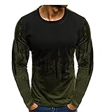 T-Shirt Herren Langarm Gradient Drucken Rundhals Shirt Herren Regular Fit Lässig Komfortabel Pullovers Herren Frühling Herbst Mode Klassisch Base Shirt H