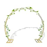HXFAFA Rosenbogen Garten, Wetterfest mit Anmutiger Kurve Rundbogen, Hochzeitsbogen, für Kletterpflanzen Hinterhof Pergola Gartendekoration(Golden,Weiß)