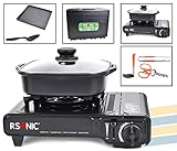 RSonic - TruWare Campingkocher Gaskocher Mega Set | BBQ Grillpfanne + Kochtopf + Kochgeschirr (Mega Set + 8 Kartuschen)