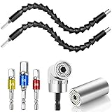 Bolatus 1Pcs 7-19mm Universal Nuss Steckschlüssel,1Pcs 105° Winkelschrauber Vorsatz Adapter, 3Pcs Akkuschrauber Stecknussadapter Set(1/4, 3/8, 1/2 Zoll), 2Pcs flexibler Winkelverlängerung B