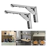 LJQSS Regal stütze Dreieck-Tisch-Regal-Halterung Schwerer Träger 2 stücke Wand montiert Edelstahl-Faltwinkelhalterung 8-12 Zoll Langlebige Verarbeitung und praktisch (Color : Stainless 10 inch)