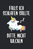 Falls Ich Schlafen Sollte - Lustiges Einhorn Geschenk Notizbuch (Taschenbuch DIN A 5 Format Liniert): Schlafendes Einhorn Notizbuch, Notizheft, ... Spruch für Langschläfer, die g