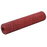 Susany Drahtgitter 6 Eck 25 x 0,75 m Rot | Drahtzaun Wildzaun Maschendrahtzaun für Garten, Balkon und Kleintiere | Stahl mit PVC-Beschichtung