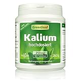 Greenfood Kalium, 250 mg, 180 Tabletten – stabilisiert den Blutdruck. Stärkt Nerven, Muskeln und das Herz. OHNE künstliche Zusätze. Ohne Gentechnik. Veg