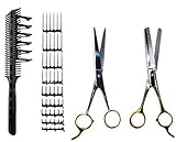 Original CombPal haarschneidekamm, Scherenschneider über Kamm Haarschneidewerkzeug, haare schneiden hilfe Haarschneideset, Barber Haircutting Comb Set (Vorteilspack schwarz)