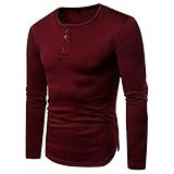 Herren Plus Samt Warm Rundhals Langarm T-Shirt Bottoming Shirt 3 Knöpfe Hemd Basic Einfarbig Lässiger Pullover Einfarbig Herren Pullover Rundhalsausschnitt Lässig Sweatshirt Für Party Und Alltag