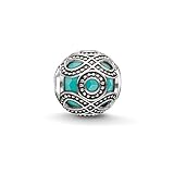 Thomas Sabo Damen-Bead Ethno Karma Beads 925 Sterling Silber geschwärzt imitierter Türkis K0209-878-17