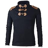 Corumly Herren Pullover Trendy Slim Stehkragen Langarm Knopf Strickpullover Mode Persönlichkeit Straße Gutaussehend Slim Fit Pullover XXL