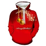 ZDDHOODY Herren Weihnachtspullover Oversize Christmas Shirts Geschenk für Männer Weihnachten 3D Druck Langarm Sweatshirt Hoodie Pulli Xmas Party Weihnachts Kleidung Kapuzenpullover Sw