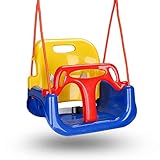 Latemeuk Babyschaukel, 3 in 1 Kinderschaukel, Garten Spielzeug Schaukel für Kinder, mit Rückenlehne und Anschnallgurt, für Outdoor I