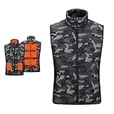 Beheizte Weste Winterjacke Herren Winter Ärmellose Weste mit 4 Heizbereiche Elektrische Beheizbare Westen Outdoorjacke Waschbar Camouflage Weste Jacke für Skifahren, Wandern, Camping, Ang