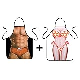 VIPbuy 2 Stücke Kochschürze Küchenschürze Grillschürze 1 Paar sexy lustige Schürze fraulich männlich Erwachsene aufregende lustige Schürze für Ehepaar Liebespaar waschb
