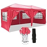 Pavillon 3x3m/3x6m Pavillon Faltbar Partyzelt Faltpavillon Wasserdicht Gartenpavillon Popup Pavillon mit 4 Seitenteilen für Garten, Terrasse, Party, Mark