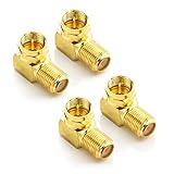 deleyCON 4x Sat-Winkel-Adapter 90° Grad für Koaxialkabel 7mm F-Adapter F-Buchse Sat-Kabel Kupplung F-Winkelstecker Winkeladapter - 4 Stück