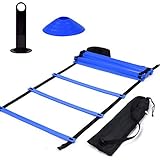 VGEBY1 Speed ​​Agility Train Kit, 19Ft Flache Agility Leiter + 10 Scheiben für sportliches Training(Blue)