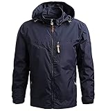 SKYWPOJU Herren Jacke Dünn Outdoor Winterjacke ohne Kapuze Übergangjacke Windjacke Wintermäntel Solid Herrenjacke Sportlich Freizeitjacke Casual Arbeitsjacke (Color : Blue, Size : L)