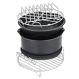 QinWenYan Zubehör für Heißluftfritteusen 7'6 Stücke Set Gesunde Luft Fritteuse Zubehör Kuchen Pizza Grill Rack Topfhalter Backen Kühlständer für Küche (Farbe : 7 inch, Size : 6 PCS)