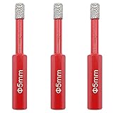 3x HobbyPower24 ® Diamantbohrer, Fliesenbohrer, Glasbohrer 5mm Sechskant-Schaft, für Keramik, Granit, Glas, Porzellan, Fliesen, Feinsteinzeug, B
