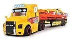 Dickie Toys – Sea Race Truck – Schwertransporter, großer LKW mit Anhänger und Boot, mit Licht und Sound, Spielzeug für Kinder ab 3 J