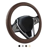 Lenkradbezug Auto Lenkradhülle Leder Lenkrad Abdeckung Atmungsaktives Heavy Duty Premium Anti Rutsch Universal Lenkradschoner Durchmesser von 37-38 cm (Braun)