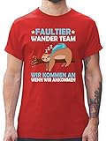 Sprüche Statement mit Spruch - Faultier Wander Team - M - Rot - t-Shirt Herren mit Motiv - L190 - Tshirt Herren und Männer T-S