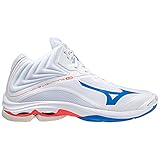 Mizuno Unisex Wave Lightning Z6 Mid Volleyball-Schuh, White/Ignition Red/French Blue, 40.5 EU