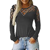 MQYXGS Damen T-Shirts Schulter Hohl Strass Dekoration Langarm Mode Lässig Rundhals Top Pullover Damen Hemd Einfarbig Rundhals Langarm Hohl Mode Elegantes Top Lässiger Pullover Damenmode-Ob