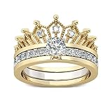 bibididi 2Pieces Crown Ring Für Frauen Zirkonia Verlobungsringe Band Modeschmuck,Plus Size Moderinge,G