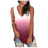 YueLove Damen Tanktops mit V-Ausschnitt ärmellose Oberteile Florale Seitenschlitz Tanks Damen Sommertops Florale Kurzarm T-Shirts V-Ausschnitt T-Shirt Bedruckte Tunika seitlichem S