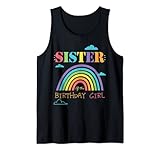 Sister Of The Birthday Girl Rainbow Theme Matching Family Tank Top