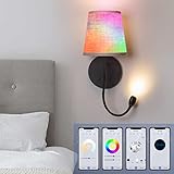 Tomosu Wandlampe LED Wandleuchte Innen Nachttischlampe Bettleuchte Dimmbar RGB Wandbeleuchtung steuerbar via App kompatibel mit Amazon Alexa/Google Assistent inkl E27 RGB LED