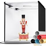 SKSYZN Photo Studio 40 x 40 cm / 16 Inch Light Tent Bi-Colour Dimmable One Piece Foldable with 2 Lighting Professional Photography Light Tent 6 Backgrounds for Professional Photography