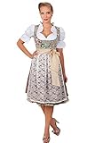 Edles Midi Dirndl 2-tlg. Blumen exclusive inkl. Spitzen Schürze Gr. 32-52, Braun, 50