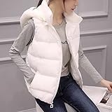 Bywenzai Weste Herbst Winter Daunen Baumwollweste Frauen Kurze Schlanke Kleine Mädchen Studenten Mit Kapuze Ärmelloser Mantel Korean Chic Rosa Outwear 4XL Weiß