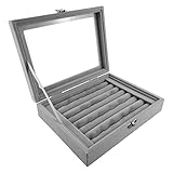 Wharick Ohrring-Organizer, Jewlwey Organizer-Behälter, Ohrring-Box, geteilte Raster, pelzige Oberfläche, Ring, Halskette, Armband, Display, Organizer, Aufbewahrungsbox, Vitrine für Frauen Desktop B