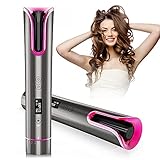 Lockenstab Automatisch, Anself Locken Hair Curler Automatische Lockenstäbe, 4 Temperatur und 6 Timers Zeiteinstellungen LCD Display, USB Aufladen und Tragbare für R